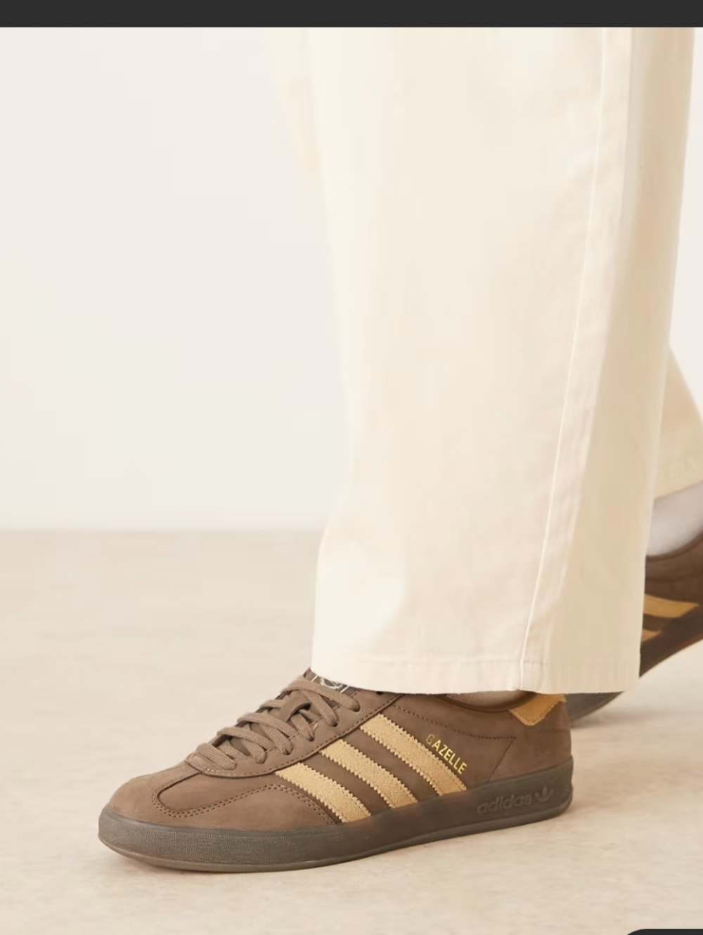 adidas Brown Suede Sneakers with Gold Stripes